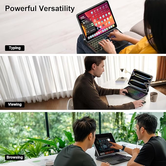 for iPad Pro 13 Inch Case with Keyboard (M4, 2024),Magic-Style Magnetic – 7 Colors Backlight -Floating Cantilever Stand - Multi-Touch Trackpad Keyboard Case for iPad Pro 13