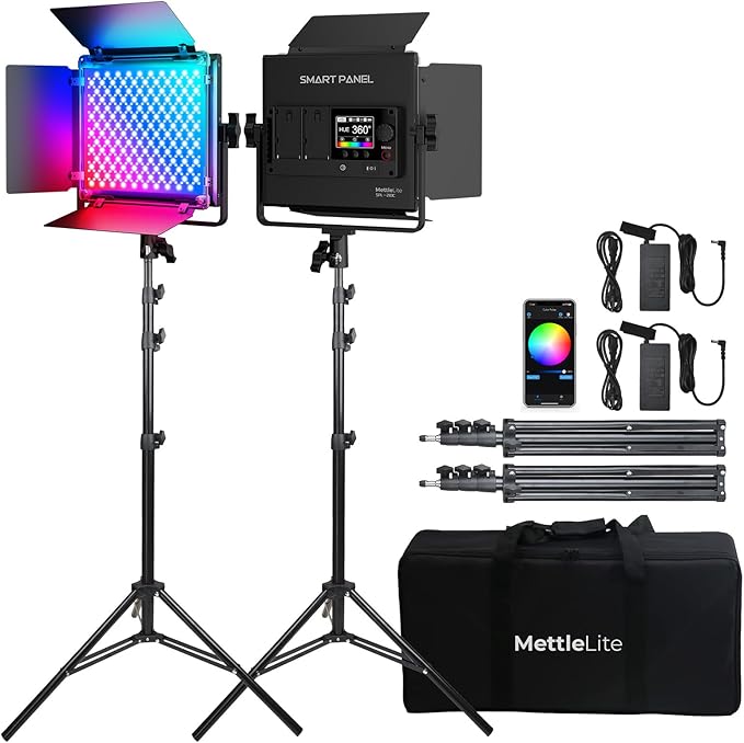 Mettlelite SPL420C RGB LED Video Light with APP Control, 360° Full Color RGB Panel Light, 2800K-8000K, CRI/TLCI 97+, 10 Scenes, Professional Photography Studio Lighting for YouTube/Stream/Photo/Video