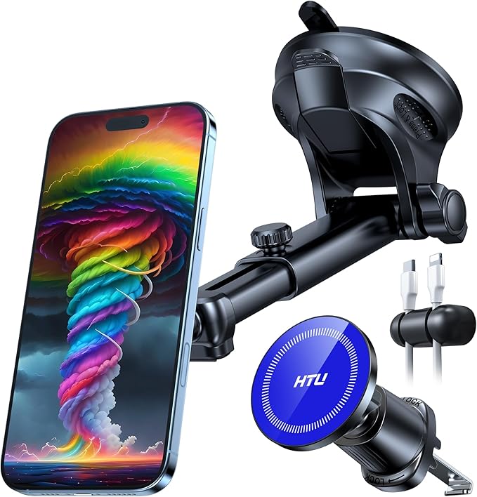 HTU Military-Grade for MagSafe Car Mount Holder【Upgraded Strongest Suction】