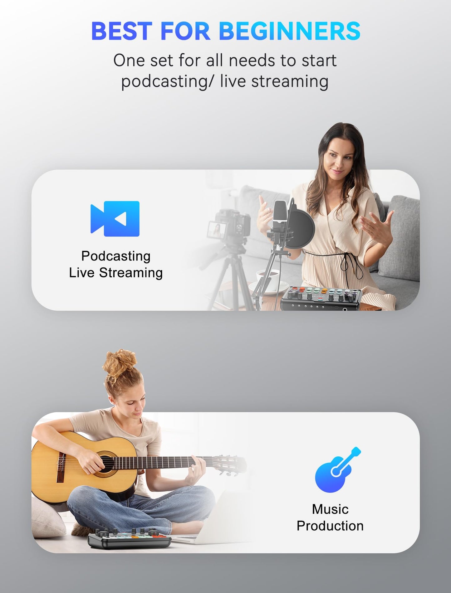 P99 Podcast Equipment Bundle,Audio Interface with Studio Microphone