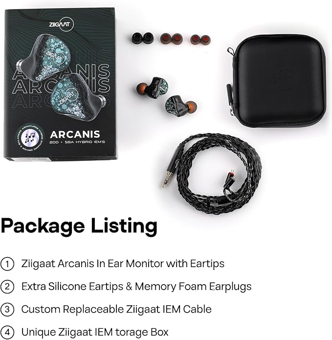 Linsoul ZiiGaat Arcanis in Ear Monitor, Professional 2DD+5BA Hybrid IEM Earphone, Gaming Earbuds, HiFi Wired Earbuds with Detachable Cable for Musicians Audiophiles