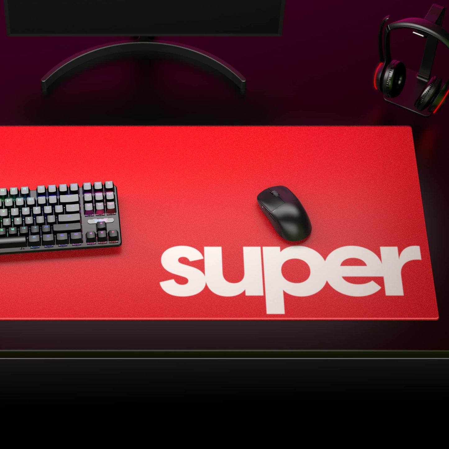 Pulsar Gaming Gears Superglide Pad v1 Glass Mouse Pad, XXL, Red