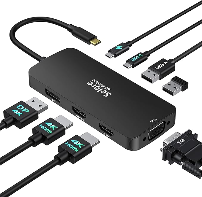 Selore Laptop Docking Station Dual HDMI Monitor 13-in-1 USB-C Dock