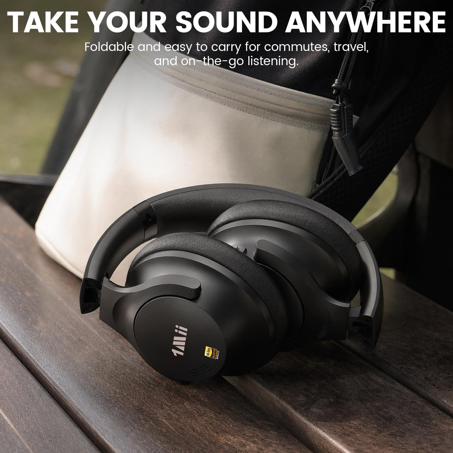 1Mii Y8+ Noise Cancelling Headphones Bluetooth 6.0 Over-Ear Wireless, Black