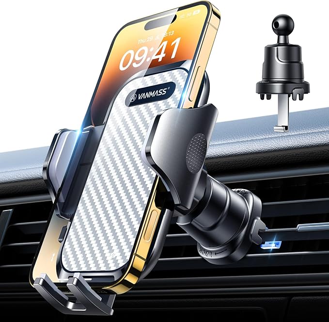 VANMASS Phone Holders for Your Car Ultimate Military-Grade Car Phone Holder Mount【Patent & Safety Certs】 Upgraded Shockproof Truck Air Vent Phone Mount for iPhone 17 Pro Max 16 Samsung Android
