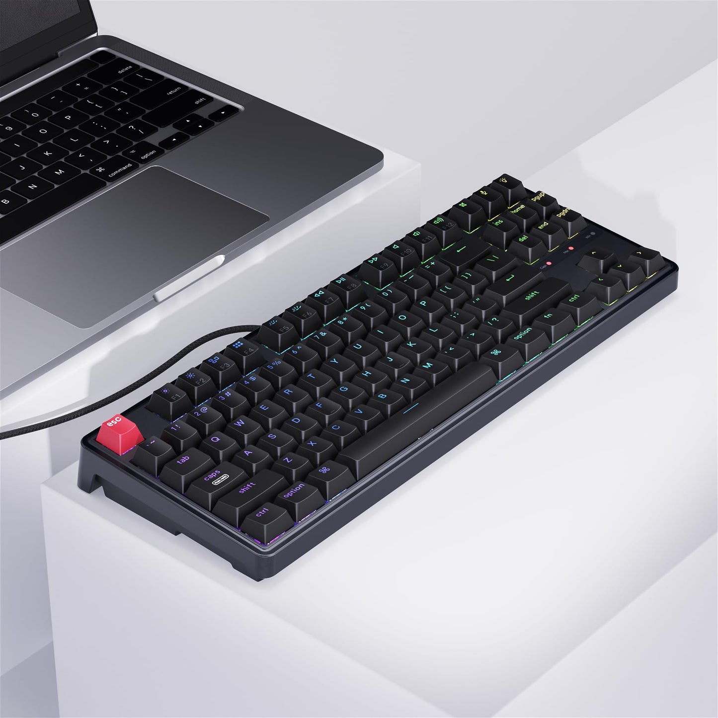 Keychron C3 Pro TKL 80% Wired Mechanical Keyboard, 8K Polling Rate, QMK/VIA Programmable, Hot-Swappable, RGB Backlit Shine-Through Keycaps, Super Brown Switch, for Windows/Mac