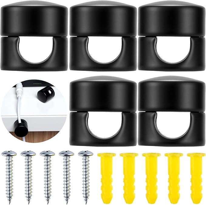 SmallCat 3 Sets Charger Holders for Cords, Gold Metal Cord Holder for Desk