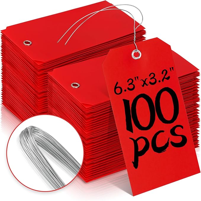 100 Pieces Plastic Shipping Tags with Wires Blank Labeling Tags Waterproof Hang Tags with Reinforcement Hole Durable Wire Tags Labels Stacking Tags for Equipment Parts (Dark Blue