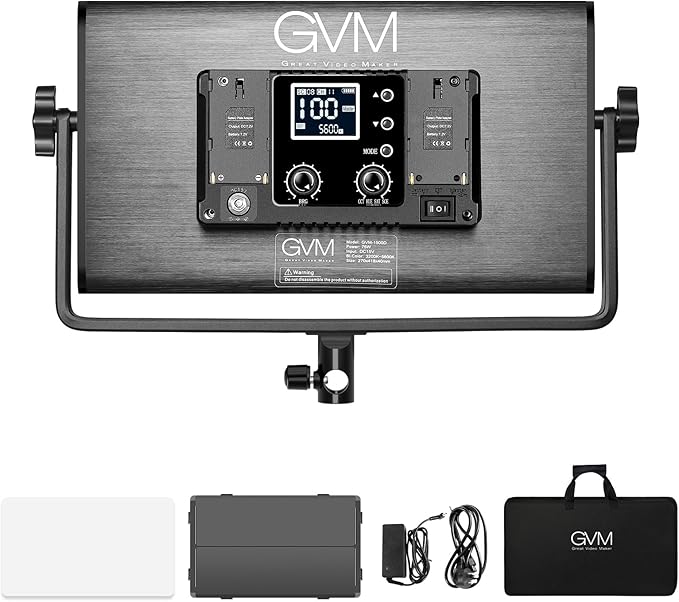 GVM 1500D RGB Video Light, 75W Photography Light with Bluetooth Control, Led Panel Light for Photography, YouTube Studio, Video Shooting, Broadcasting, Conference, 1128 Led Beads