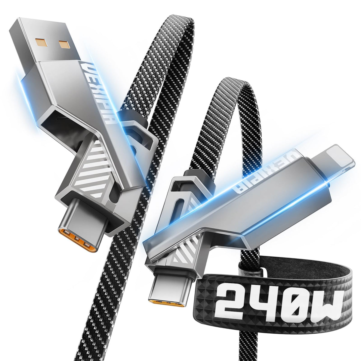 Vexipia 4-in-1 USB C Cable 60W 3FT Compatible with Lightning Cable