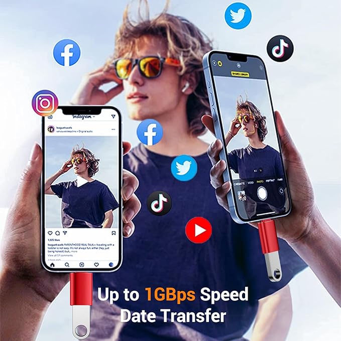 πππππ€ ππ©π π«ππππ USB to USB C Adapter,USB C Male to USB 3.0 Female OTG Converter for iPhone 16 15 14 13 Plus Pro Max,Apple Watch,Airpods,S24 Ultra, Gender Changers OTG Adapters - Red