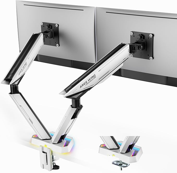 ARES WING RGB Single Monitor Arm Desk Mount for 17-45 inch Monitors