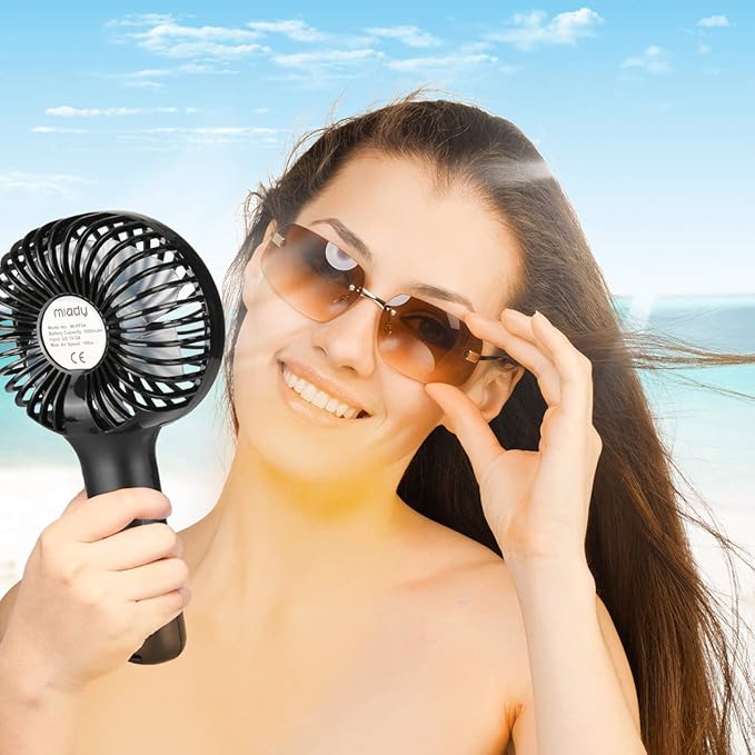 Miady 2-Pack Upgraded 5000mAh Portable Handheld Fan 3 Speed Mini USB Strong Wind 7-20 Hours Runtime Personal Electric for Travel Office Outdoor