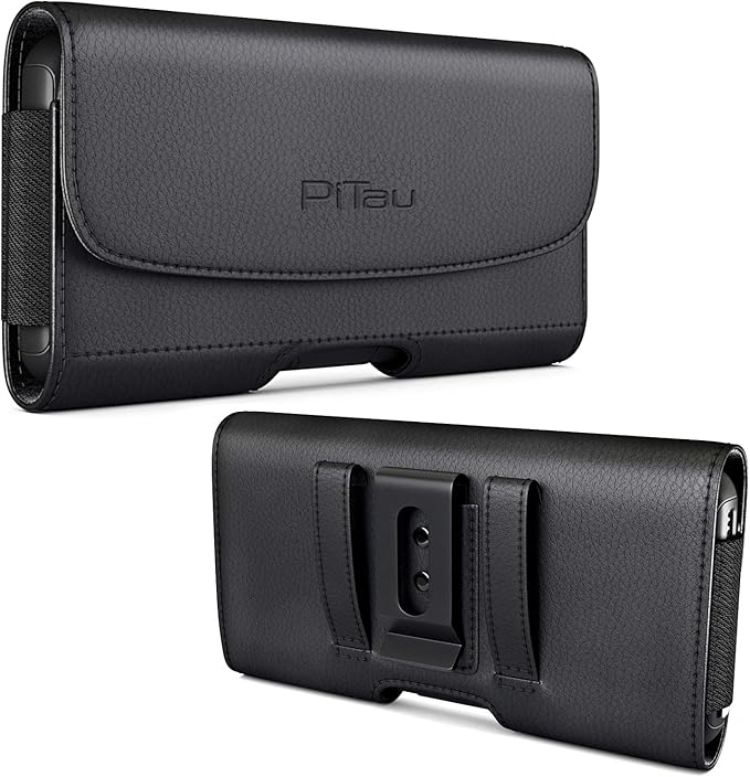 Holster for Samsung Galaxy Ultra S25 S24 S23 S22 S21 Note 20, Google Pixel 8 9 Pro XL – Extra Large Cell Phone Belt Holder Case with Clip, ID Card Pouch - Black