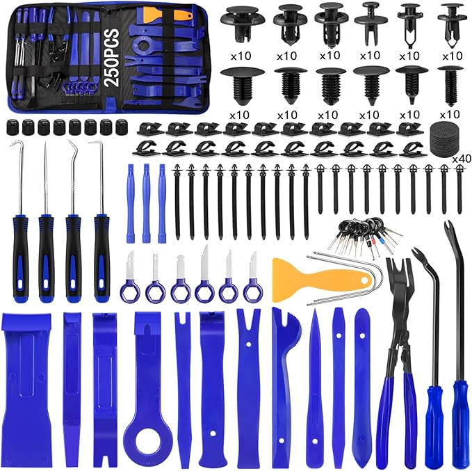 Trim Removal Tool Kit 330Pcs Car Removal Tool Kit Pry Tool Set Auto Clip Pliers Panel Door Radio Dash Window Bumper Adhesive Cable Clips Retainer Clip Set Terminal Removal Tool Set Fastener Remover