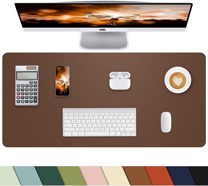 Leather Desk Pad Protector, Office Desk Mat, Large Mouse Pad, Non-Slip PU Leather Desk Blotter, Laptop Desk Pad, Waterproof Writing Pad for Office/Home/Decor (Dark Green