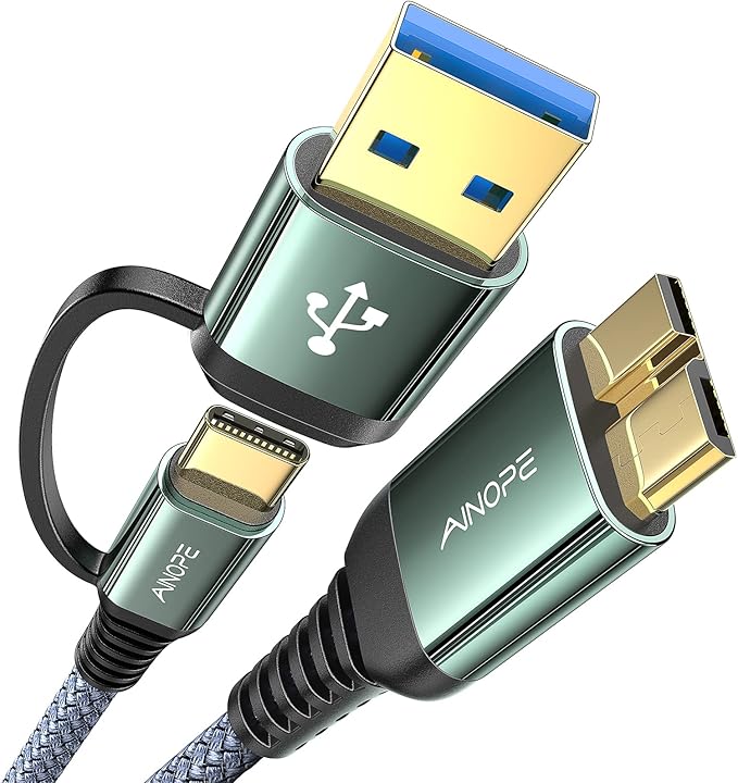 AINOPE 10Gbps Micro B to USB C Cbale 1.5FT External Hard Drive Cable