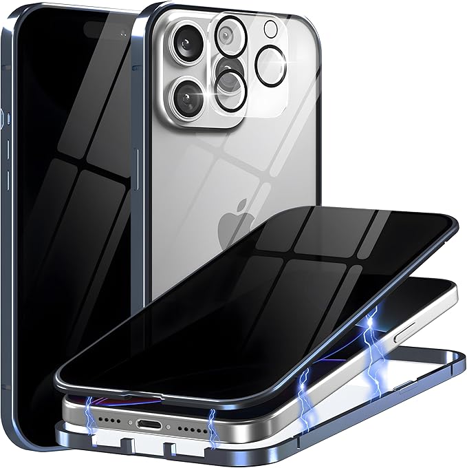 Eorkvr Magnetic Case for iPhone 16 Privacy Screen Metal Titanium Frame