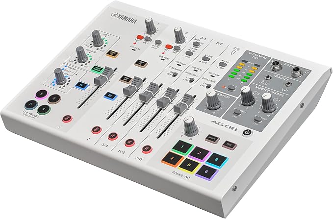 Yamaha AG06MK2 White 6-Channel USB-C Audio Interface & Live Streaming Mixer