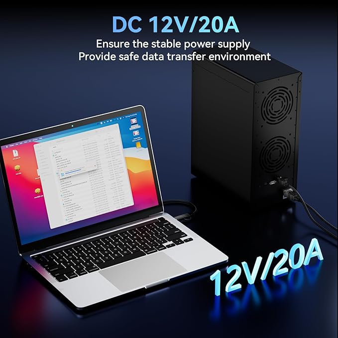 8 Bay Hard Drive RAID Enclosure with Cooling Fan for 2.5/3.5" SATA HDD/SSD with USB A/C 3.0+eSATA Cable, 3.5 Hard Drive Enclosure Supports 160TB Capacity, 8 RAID Modes, DAS(NO NAS)