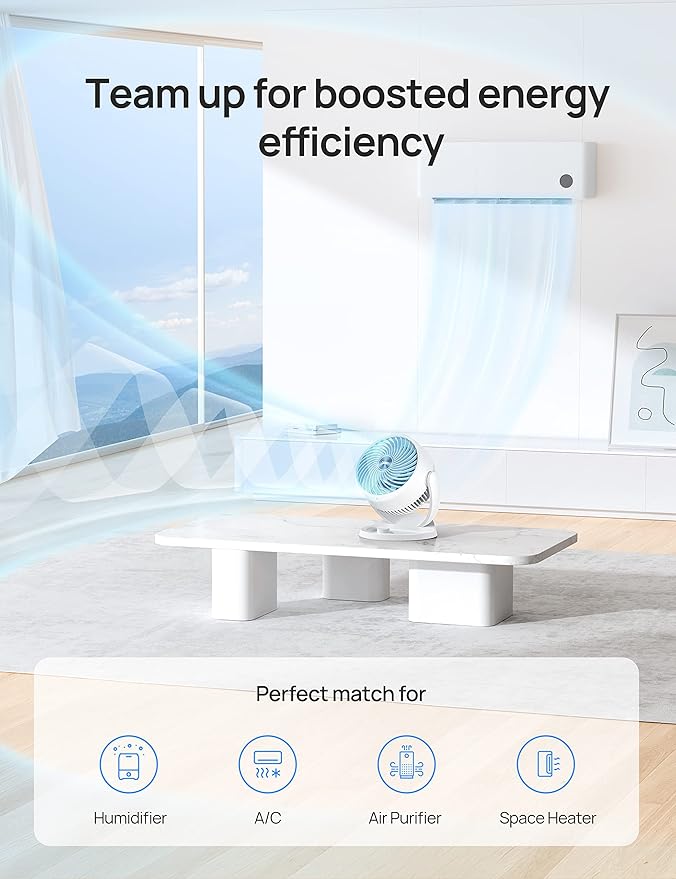 Dreo Fan for Bedroom, 12 Inches, 70ft Powerful Airflow, 28db Quiet Table Air Circulator Fans for Dorm Room, 120ยฐ Adjustable Tilt, 3 Speeds, Desktop Fan for Home, Office, Kitchen