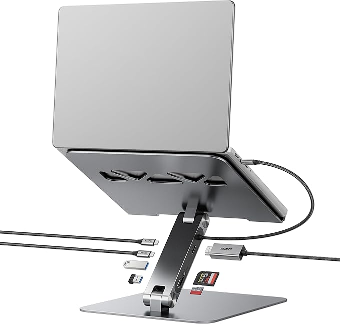 BENFEI Laptop Stand with USB C 6in1 Docking Station, HDMI 4K@60Hz,Gigabit Ethernet, 100W Power Delivery, 10Gbps 1*USB C 3.2 and 2*USB A 3.2 Compatible with MacBook Pro/Air, iPad Pro, XPS, Thinkpad