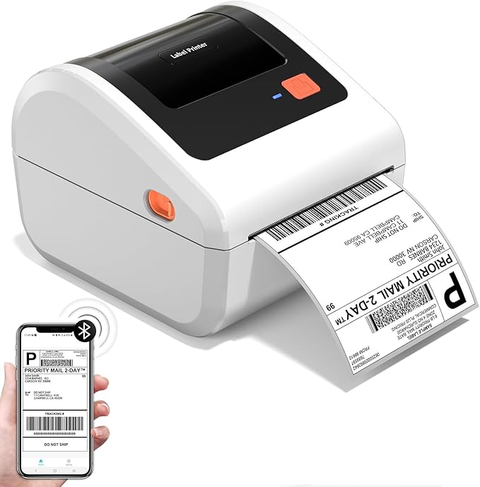 Omezizy Bluetooth Thermal Label Printer with Built-in Label Compartment