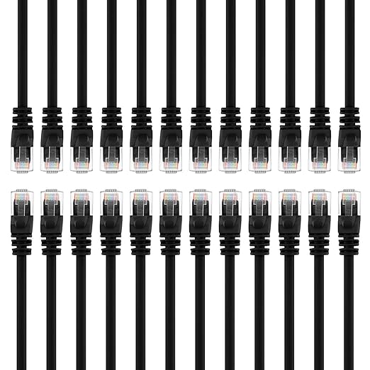 GearIT 50-Pack, Cat5e Ethernet Patch Cable 1 Foot - Snagless RJ45 Computer LAN Network Cord, Yellow - Compatible with 48 Port Switch POE Rackmount 48port Gigabit