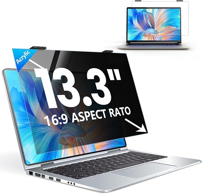 GUDTEKE Computer Privacy Screen Filter 24" Hanging Privacy Screen Protector Compatible Widescreen Computer Monitor with Aspect Ratio 16:9,Anti-Glare Privacy Screen Protector for 23.6" 23.8" Monitor