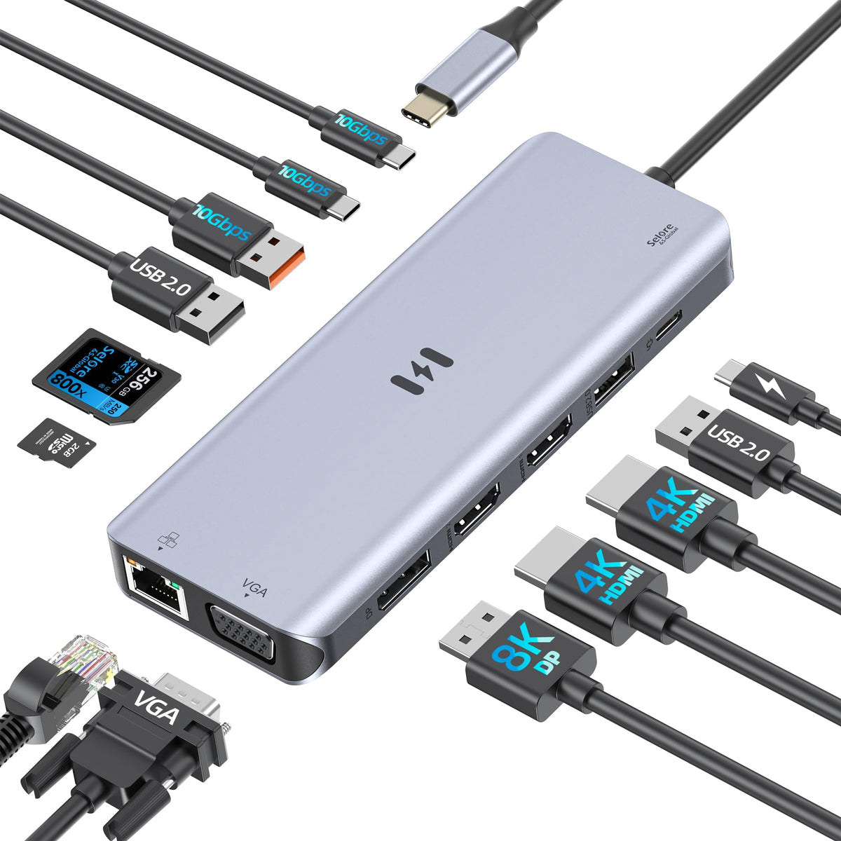 USB C Docking Station Dual Monitor, Selore Docking Station 3 Monitors