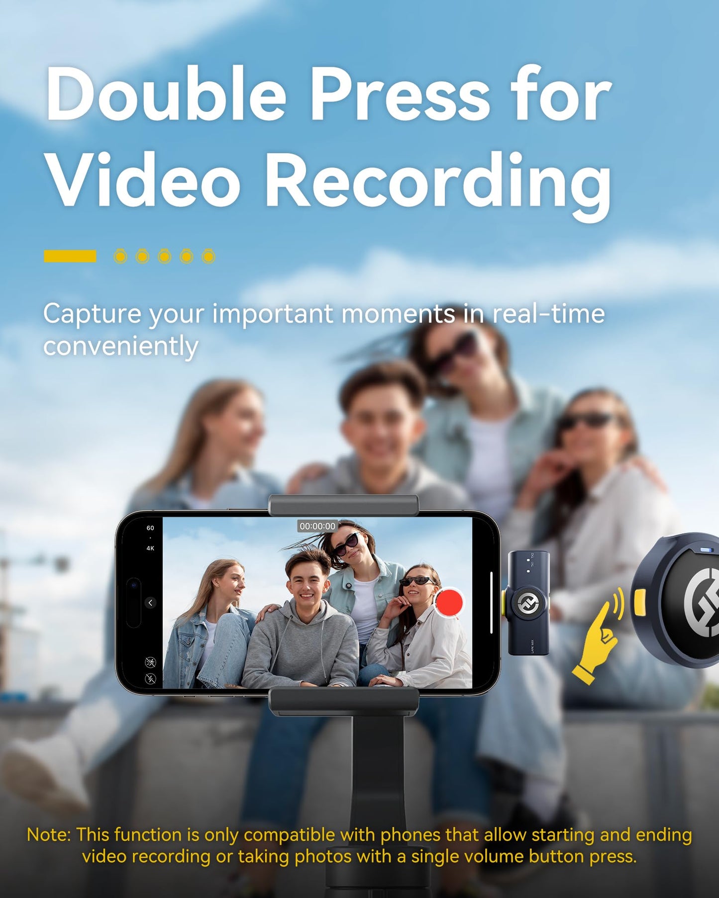 Hollyland Lark M2 Wireless Microphone for iPhone14 & Below, Mini Magnetic Microphone, 300m Range, Hi-Fi Audio, Noise Cancelling, 30h Use, Video Recording (2TX + Lightning RX + Charging Case)