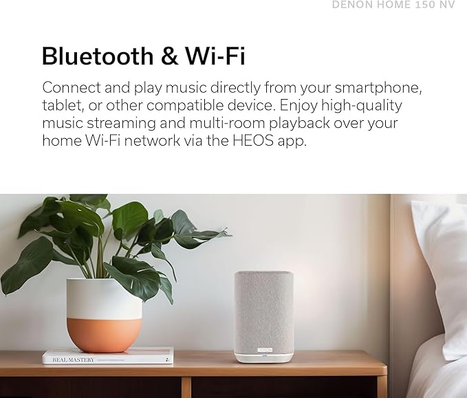 Denon Home 150 NV Wireless Speaker (White), 1" Tweeter, 3.5" Woofer, Home Speaker with HEOS Built-in, AirPlay 2, and Bluetooth, Multi-Room Streaming, Simple Setup, Compact Design