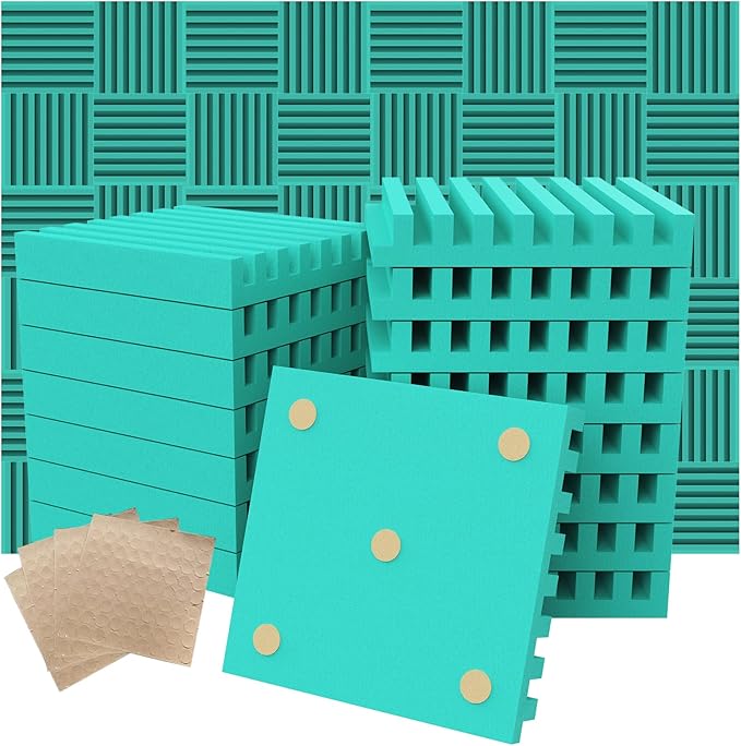 Sound Proof Foam Panels for Walls, 24pack 1" X 12" X 12" Acoustic Foam Panels Insulation Studio Soundproofing Fire Resistant Noise Absorbing for Studio, Office