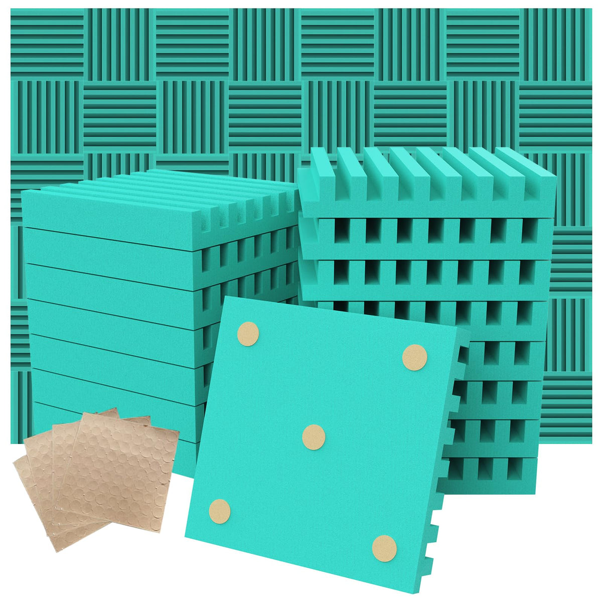 Sound proof foam panels for walls, let your life be free from noise disturbances, and fully enjoy the quiet and pleasant moments.(FW-L 12" × 12" × 1", Pack of 24)