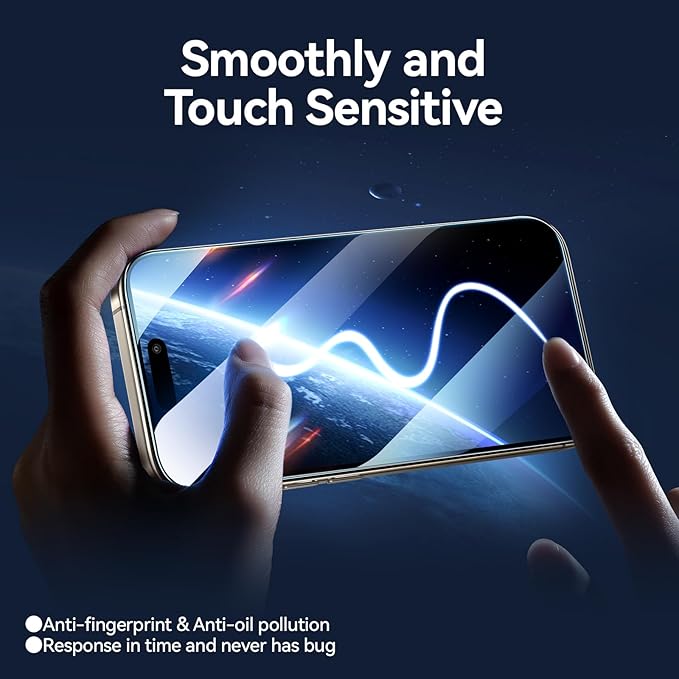 SMARTDEVIL Privacy Screen Protector for iPhone 15 Pro 2 Pack Private Tempered Glass + 2 Pack Camera Lens Protector,28°Anti Spy, Bubble Free, Auto-Dust Removal