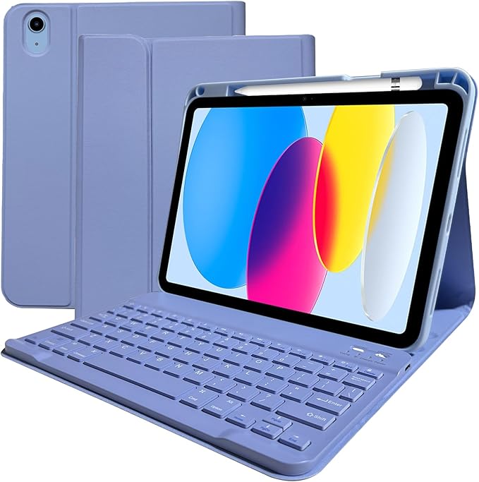 BSBLESS Keyboard Case for iPad 11th 10th Generation - iPad 10th Generation Case with Detachable Wireless Keyboard - Smart Folio Cover with Pencil Holder for 11-inch A16 2025 10.9-inch 2022