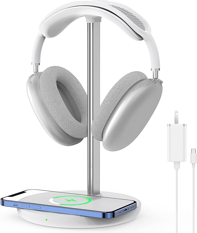 Hiwe Headphone Stand with Wireless Charger, Headset Holder for Desktop