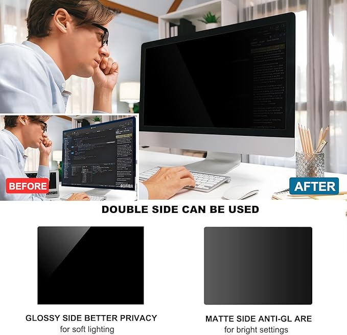 24 Inch Computer Privacy Screen Shield 2 Pack for 16:10 Widescreen Desktop