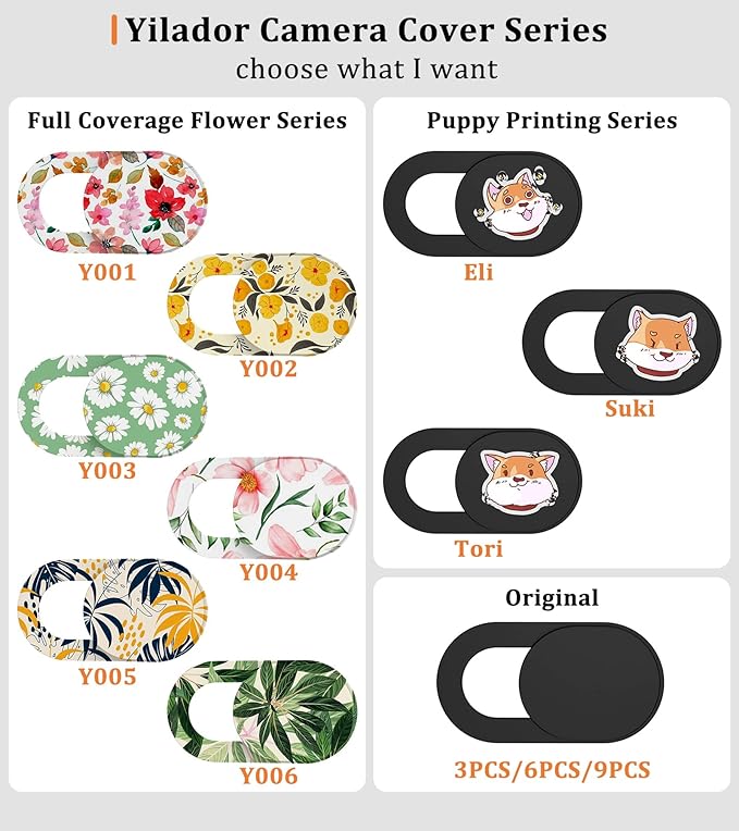 Webcam Cover, 0.03in Ultra Thin Slide Web Camera Covers for Laptop Computer Smartphone Mac iMac MacBook, Sliding Blocker Cover Protect Your Privacy Security (9*Black)