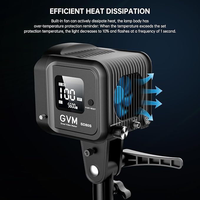 GVM 80W SD80S LED Video Light with Lantern Softbox and Tripod Stand Kit, 5600K Daylight Bowens Mount Studio Light, COB Continuous Output Lighting for Video Recording, APP Control, 12 Scenes, CRI97+
