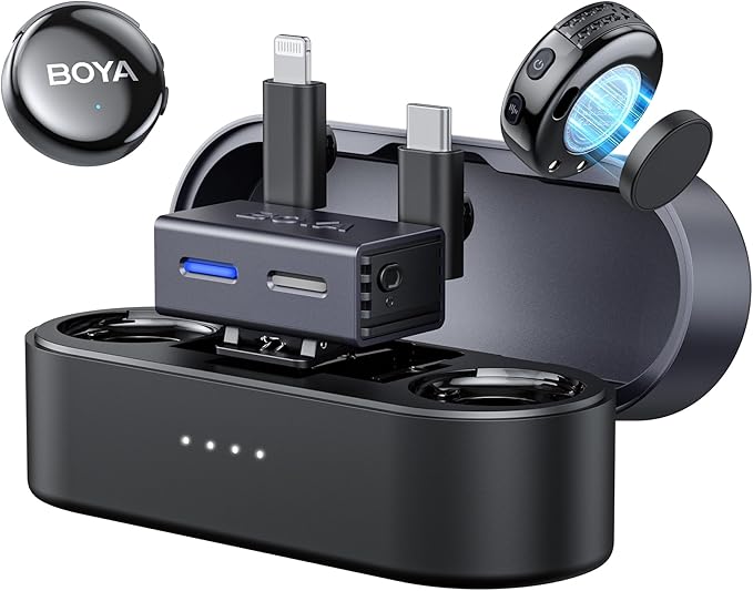 BOYA BOYALINK 3 Wireless Lavalier Microphone for iPhone/Android/Camera/PC/Tablets,AI Noise Cancellation, 48kHz/24Bit Studio Sound,APP Control, 984ft 6h Battery for Vlogging Interview(No Charging Case)