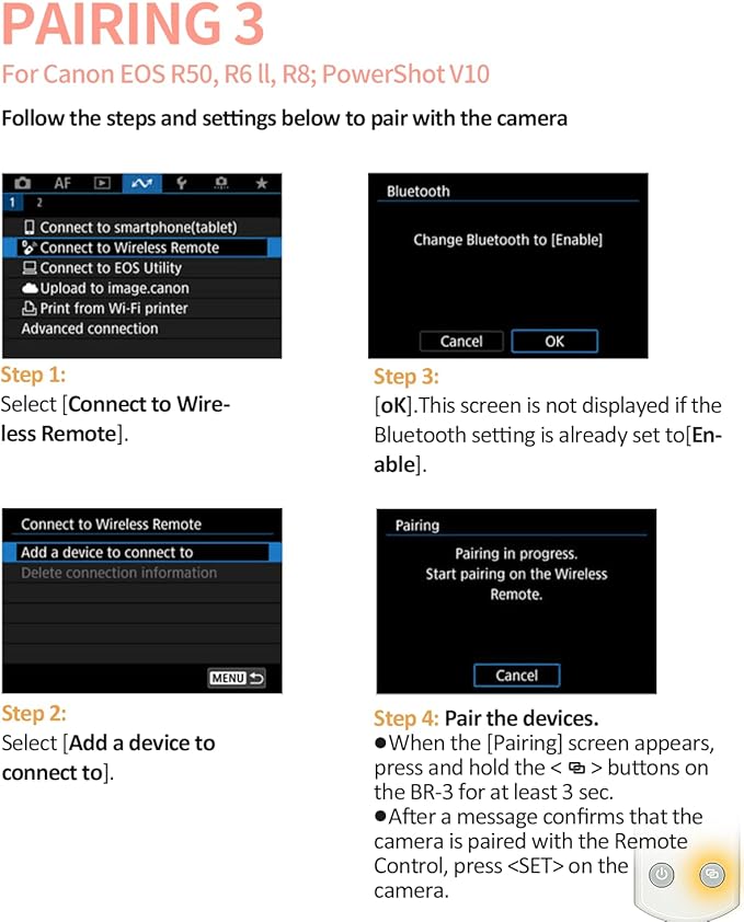 Hanpusen Rechargeable Camera Remote Control for Canon - Wireless Shutter Release with OLED Screen Compatible with R8, R6 II, R100, R50, R10, M50, SL3, R3, R5, R6, EOR RP, EOS R;Replaces Canon BR-E1