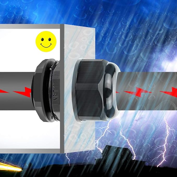 XHF 20 Pcs 1" IP68 Strain Relief Nylon Cord Grip Waterproof NPT Cable Glands Adjustable UL Listed and RoHS Compliant(Black)