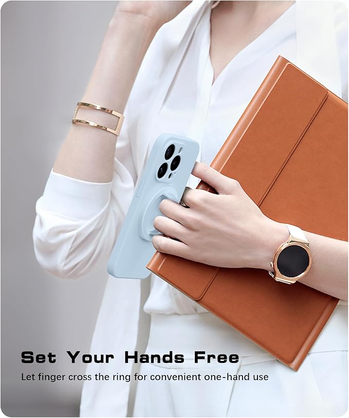 Magnetic Phone Grip, Removable Loop Grip with Soft Finger Strap, Silicone Phone Ring Holder for Back of Phone for iPhone 16/15/14/13/12 Pro Max/Plus, Blue