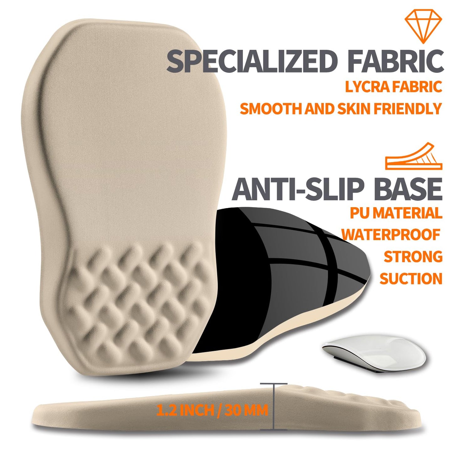 Armanza Ergonomic Slope Mouse Pad Wrist Support, Wrist Rest Mousepad for Carpal Tunnel Pain Relief with Massage Bulge and Slow Rebound Memory Foam (12x8 inch, Apricot)