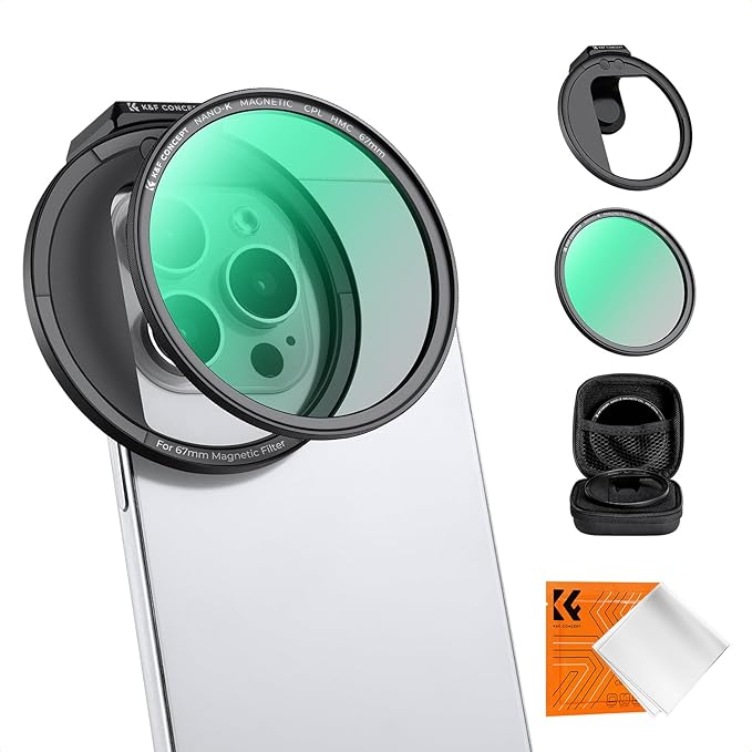 K&F CONCEPT Clip On 67mm Variable ND2-32 Magnetic Phone Lens Filter Kit