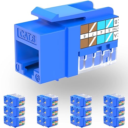 Rapink RJ45 Keystone Jack Cat6 10G Support, Keystone Jacks UTP 25 Pack for Wall Plate and Patch Panel, Rj45 Keystone 90 Degree Orange Color for Cat6, Cat5e, Cat5 Cabling