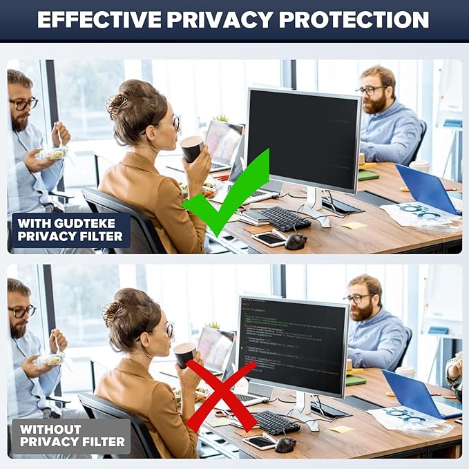 [2-Pack HD Computer Privacy Screen 24 inch, Upgraded Monitor Privacy Screen for 16:9 Widescreen Removable Anti Glare Computer Screen Cover and Blue Light UV-Blocking Screen Privacy Filter