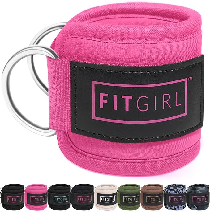 FITGIRL - Ankle Strap (Pair) for Cable Machines and Resistance Bands, Work Out Cuff Attachment for Home & Gym, Glute Workouts - Kickbacks, Leg Extensions, Hip Abductors, Women Only (Camo, Pair)