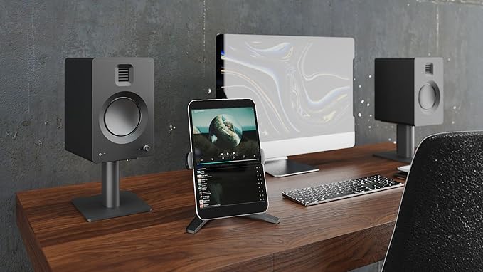 Kanto SP6HD Desktop Speaker Stands for Medium/Large Bookshelf Speakers & Mid-Size/Full-Size 4”-7” Studio Monitors | 6" Tall | Black | Pair